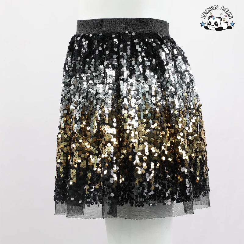 LEZONKIDS - 2024 High Quality customized Summer Season Sequin Patches Skirt Child party girls skirts for kids
